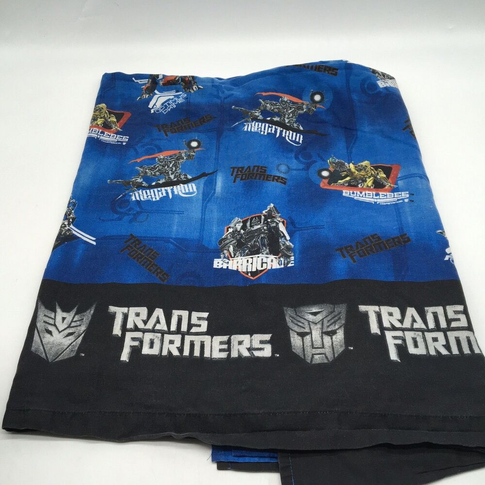 Transformers Twin Flat Sheet 2007 Bumblebee Barricade Optimus Retro Cartoon